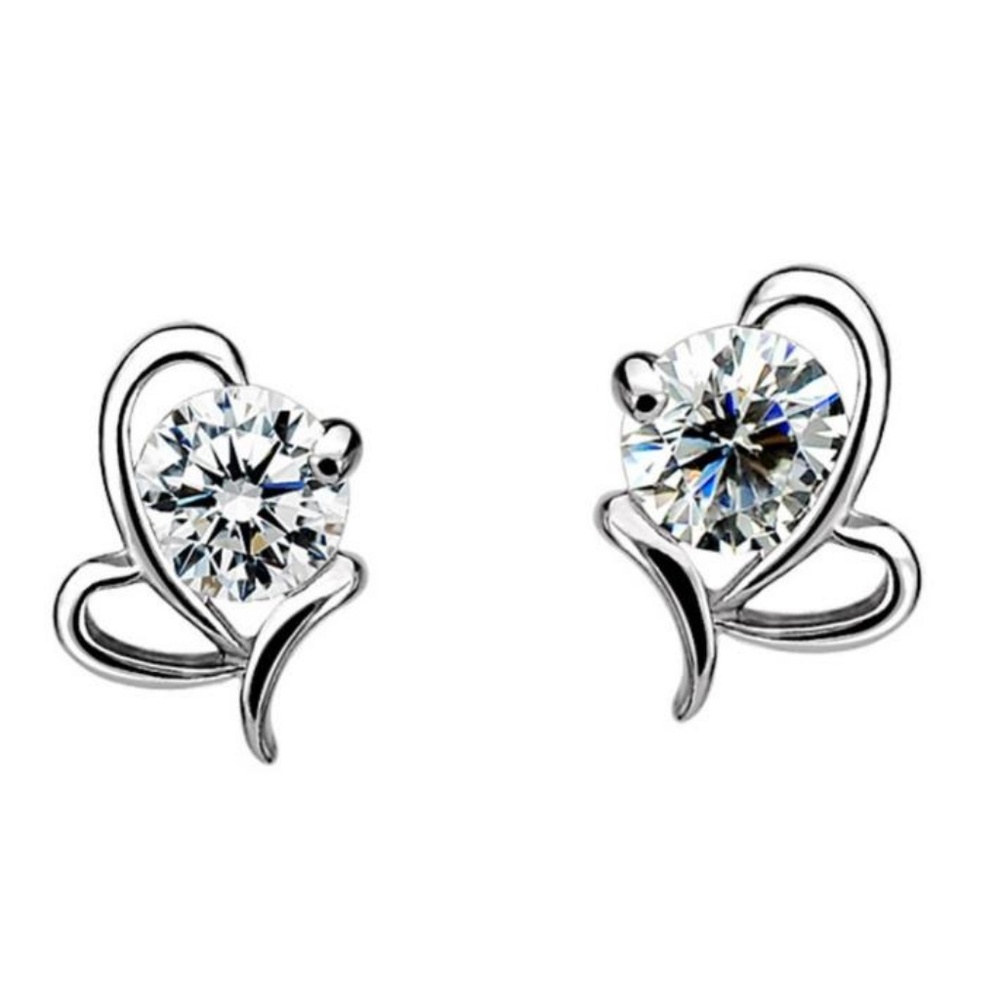 NEW 925 sterling silver diamond butterfly earrings - Picture 2 of 3